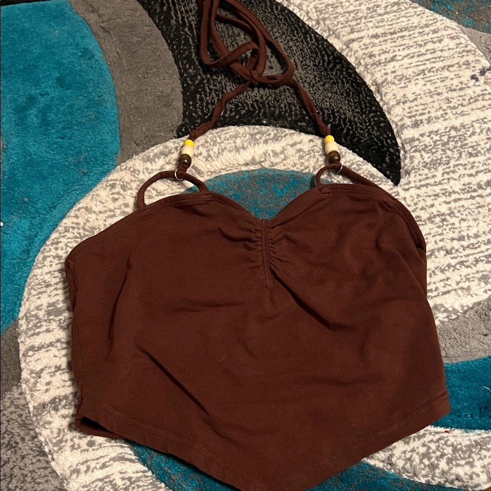 SHEIN Brown Camisole with Bead Accents